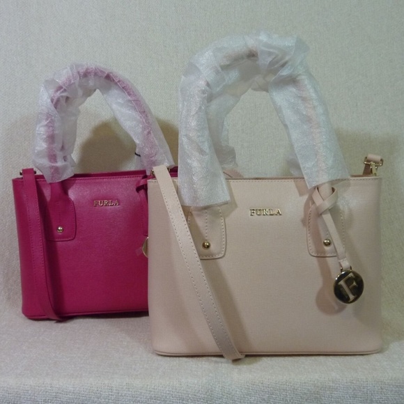 NEW FURLA Pink Saffiano Leather Small Josi Tote/Crossbody Bag Made in Italy Bag - Picture 13 of 13